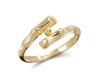 Solid 14K Spiral Bamboo Ring