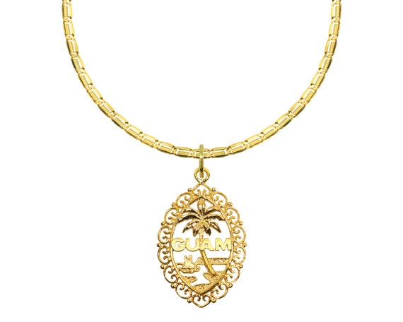 Solid 14k Spanish Border Guam Seal Pendant Necklace Etsy