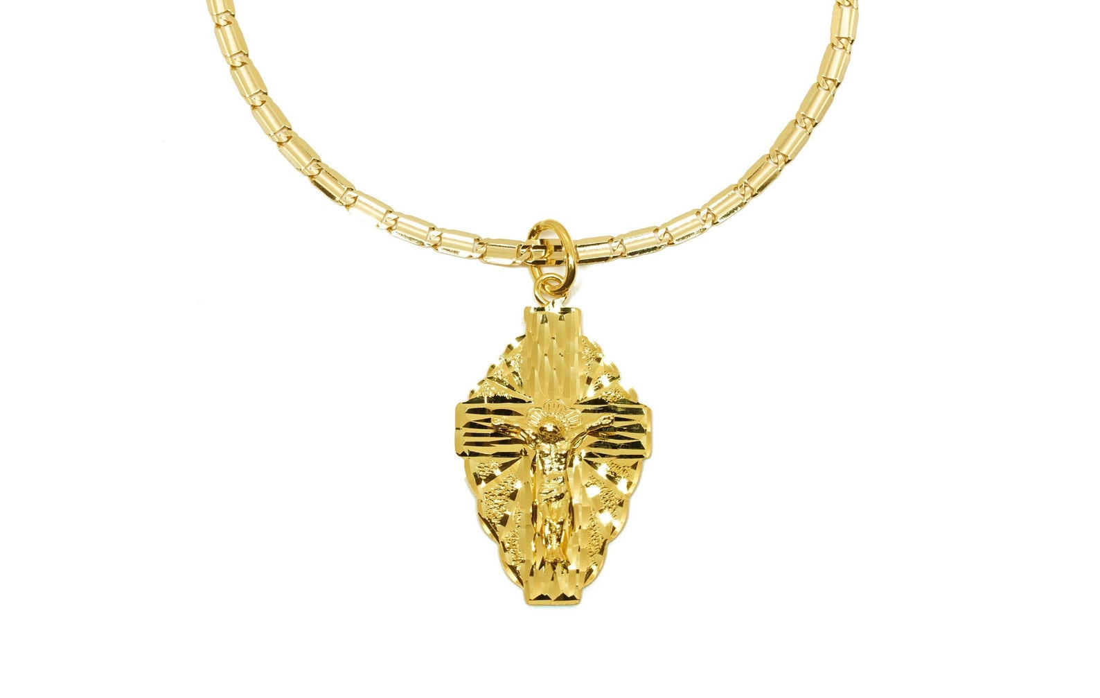 Solid 14K Medium Spanish Cross Pendant Necklace Etsy