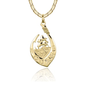 Solid 14K Guam Seal Classic Hook Necklace