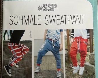 Papier-Schnittmuster Schmale Sweatpants SSP rosarosa, Gr. 80-164