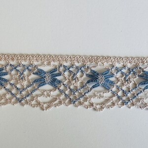 pizzo anelastico beige, azzurro, blu fumo, 65 mm