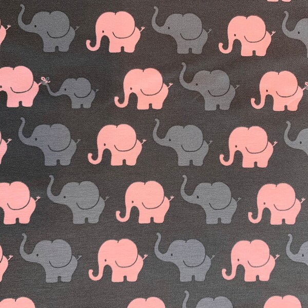 Jersey Elefantenparade rosa auf grau