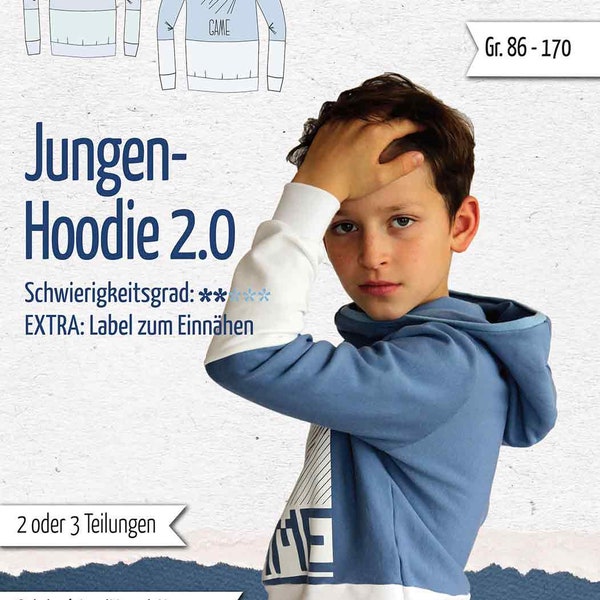 Papier-Schnittmuster Jungen-Hoodie 2.0, AnniNanni, Gr. 86-170