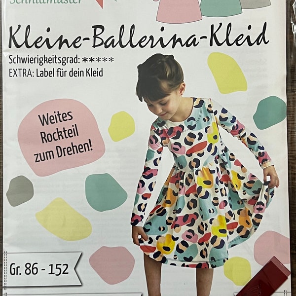 Papier-Schnittmuster Kleine-Ballerina Kleid, Größe 86-152