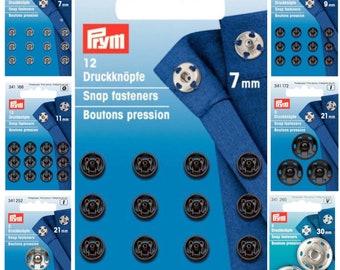 Prym sew-on press fasteners, different sizes and colours