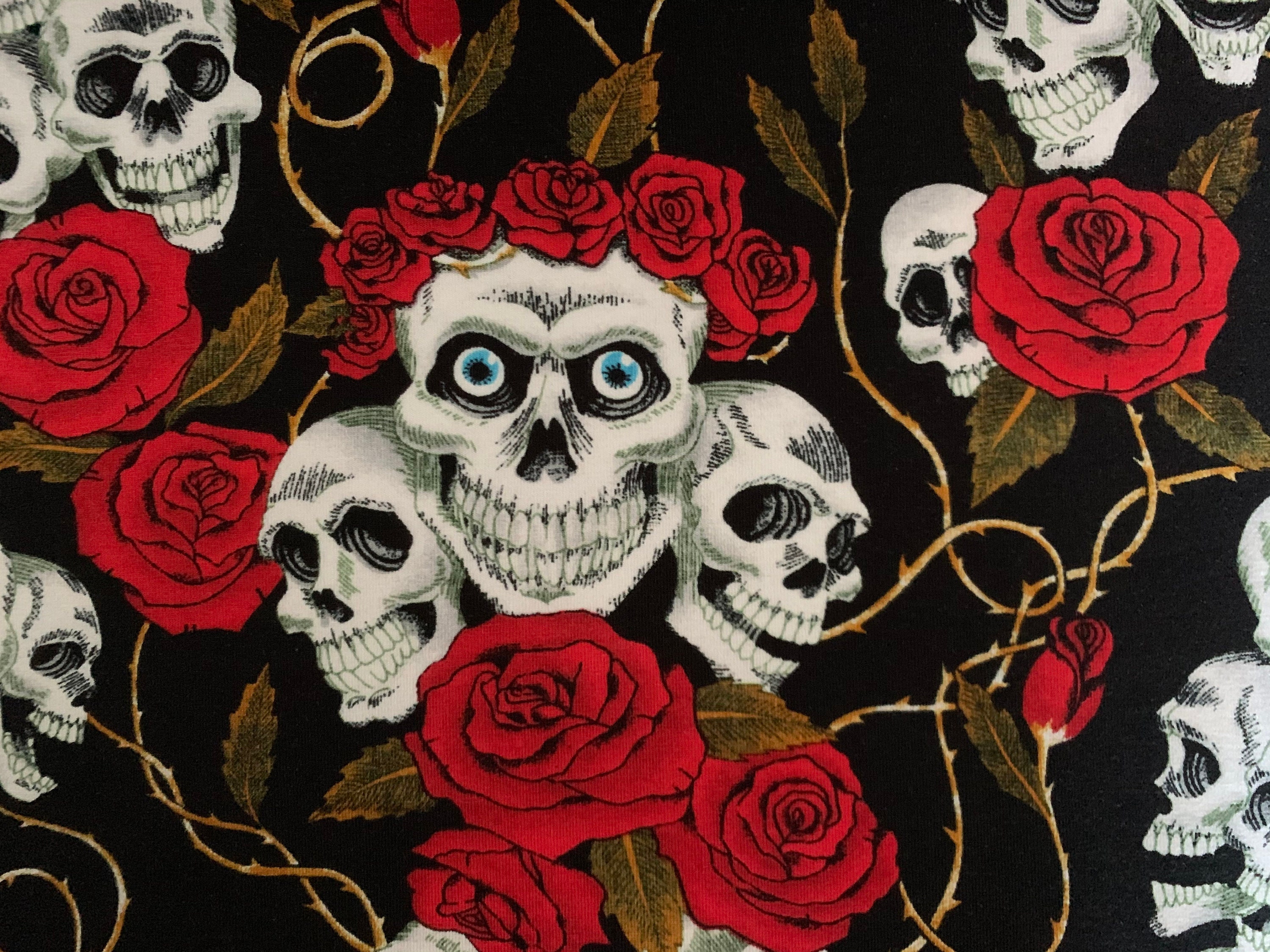 Jersey Skulls and Roses, Skull, Tattoo - Etsy Israel