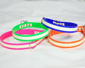 Dog collar, Biothane 2.5 cm wide, glow fluorine