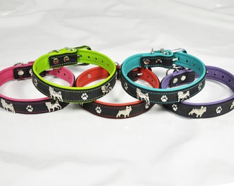 Hund Halsband Leder Hundehalsband Colorline Mops