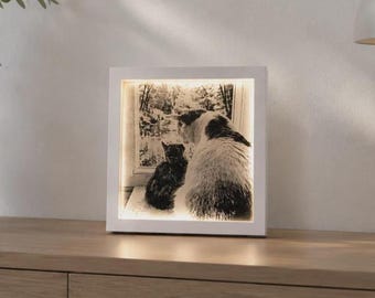 Spiegel mit Fotogravur personalisiert mit Beleuchtung