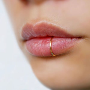 14K Gold Filled Fake lip ring 20 gauge,Oxidized 925 Silver,ring lip,double lip ring,Lip Ring Fake Piercing,Lip Cuffs,body Jewelry,lips ring image 1