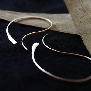 Large Hammered earring,Big hoop,Earlobe Earring,Silver Ear wire,woman earring gift,art deco earring,modern minimalist,threader funky hoop