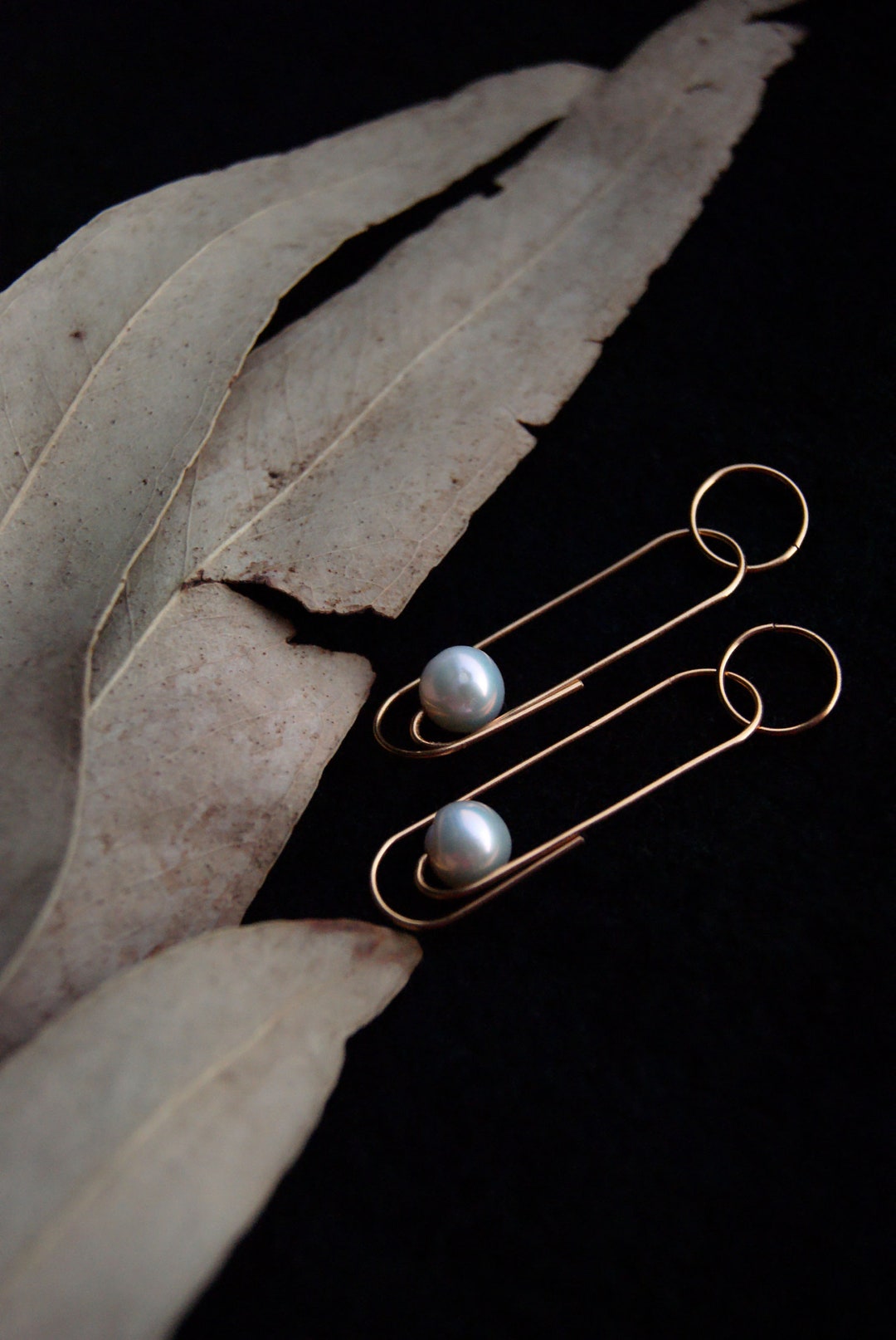 Large Pearl Hoop Safety Pin Earring,two Ways to Wear Safety Pin