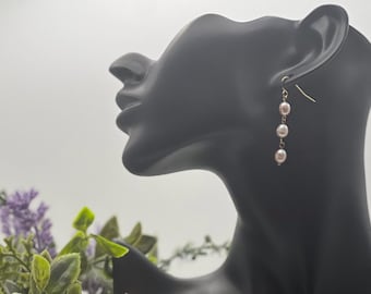 Freshwater Pearl Drop Earrings | Gold Plated Brass
