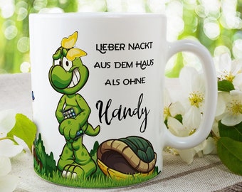 Tasse Schildkröte mit Spruch lustig Telefon Turtle Lieber Nackt Spruchtassen Coffee Geschenk für Arbeit Büro Frauen Freundin Kollegin