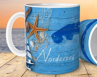 Tasse Norderney Nordsee Insel Souvenir Geschenk Maritim für Reiselustige Nordseeliebhaber Frauen Männer Büro Kollegen