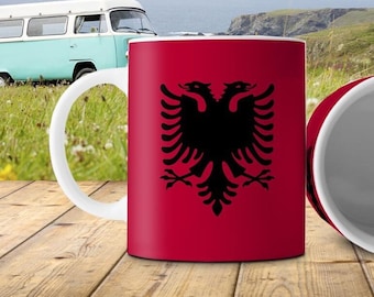 Mug Flag Albania Countries Flags Gift Balkan Souvenir Albania for Travelers Women Men Work Office Globetrotter