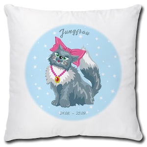 Pillow Cat Comic Zodiac Sign Virgo - 40 x 40 cm MF
