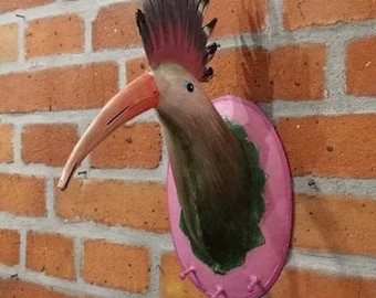 Hoopoe wall hook, impressive metal coat hook with hoopoe bird, great wall decoration in a rustic design, ideal for bird lovers