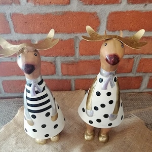 Elch Deko Knuffiges Ehepaar Erika und Ernst aus Metall, witzige Weihnachtsdekoration, Weihnachtsgeschenk, Elch Figuren, Winterdekoration