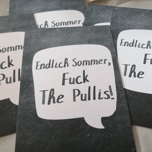 Postkarte FCK THE PULLIS, witzige Spruchkarte, Grußkarte, Einladungskarte, Strandparty, Sommerparty, Einweihungsparty Karte, Statement Karte