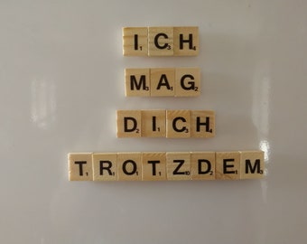 Scrabble Buchstaben als Kühlschrankmagnete, in verschiedenen Farben, Holzbuchstaben, Notizen, Botschaften aus Holz, witzige Geschenkidee