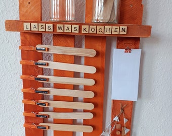 Küchenregal mit SPEISEPLAN, Mahlzeitenplaner, Menüplan, handgefertigter Wochenplan, Essensplan, Upcycling Möbel, Geschenkidee Einzug, Umzug