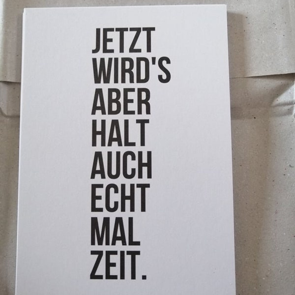 Postkarte ES wird ZEIT, nachhaltige Grußkarte, witzige Spruchkarte WIEDERSEHEN, umweltfreundliche Geburtstagskarte, Freunde