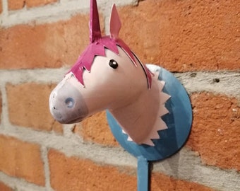 Unicorn metal wall hook in blue, children's room decoration, metal coat hook, animal wall hook, gifts for children, parents