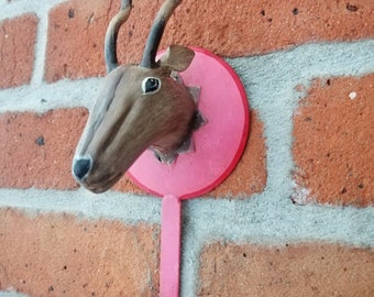 Wall hook metal GAZELLE, funny hallway coat rack, children's room coat rack, gift for parents, baby shower gift idea, pink, African decoration