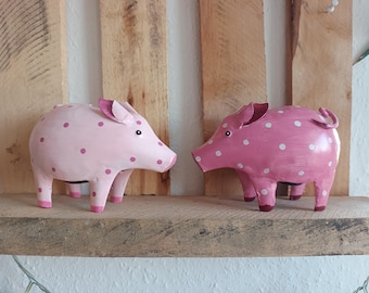 Pink metal piggy bank | Cute little piggy bank | Children's money box | Money gift for birthdays, starting school, Easter, Christmas | Gift idea