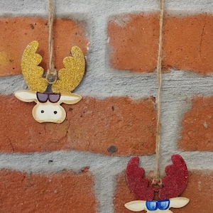 Funny moose with sunglasses, pendant set of 2 metal, Christmas decoration, gift tag, funny gift idea Christmas, tree decoration