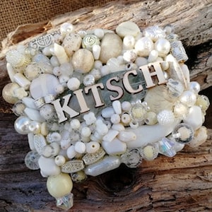 Funny gift idea, KITSCH - The fridge magnet, handmade magnet made of pine wood and decorative beads, neodymium magnets