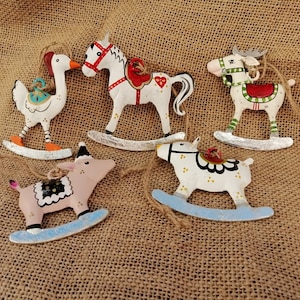 Adornos para árboles de Navidad, lindos colgantes de animales de metal, adornos navideños, adornos para árboles de Navidad, etiquetas de regalo, reno, cerdo, oso, ganso