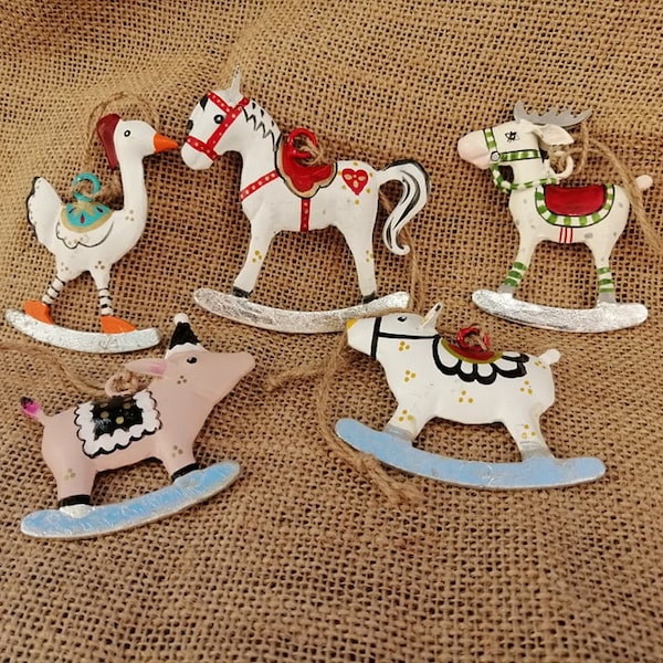 Christmas tree decorations, cute metal animal pendant, Christmas decorations, Christmas tree decorations, gift pendants, reindeer, pig, bear, goose