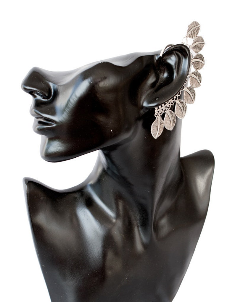 Round leaf design ear cuff silver colour brass more shapes available