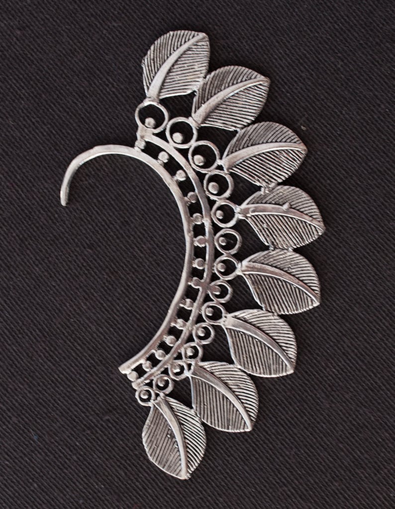 Round leaf design ear cuff silver colour brass more shapes available