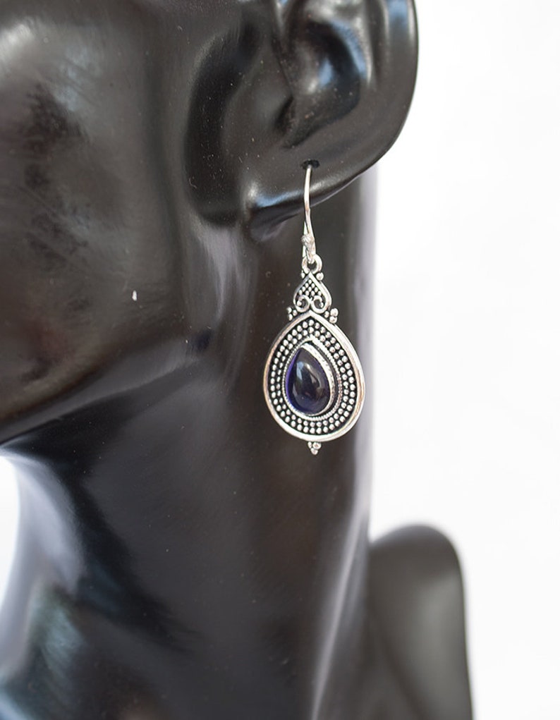 White Brass Boho Earrings Bohemian Earrings Gemstone Etsy