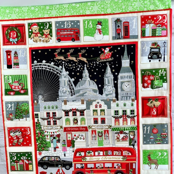 Adventskalender-Säckchen London, Adventskalender Kinder. Adventskalender Erwachsene,, Adventskalender Stoff, Adventskalender zum Befüllen,