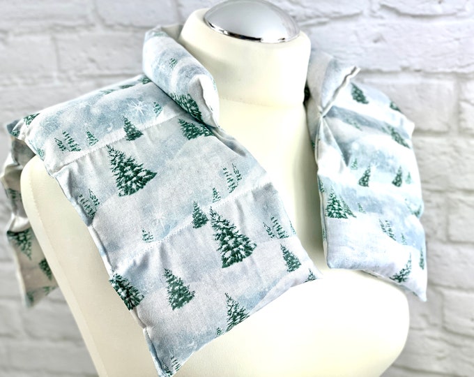 Rapeseed pillow, neck pillow, heat pad, grey patterned, winter forest