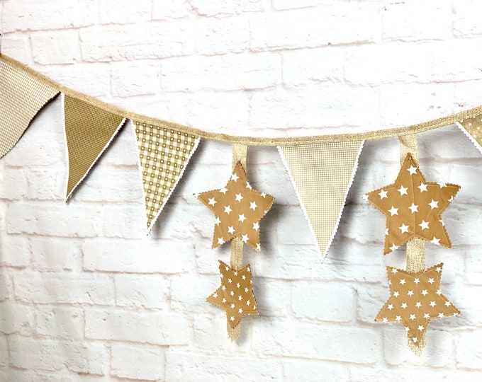 XXL Christmas pennant chain made of fabric felt a must for every Christmas decoration beige-cream-white fabric felt, deer, hearts, stars, snowflakes