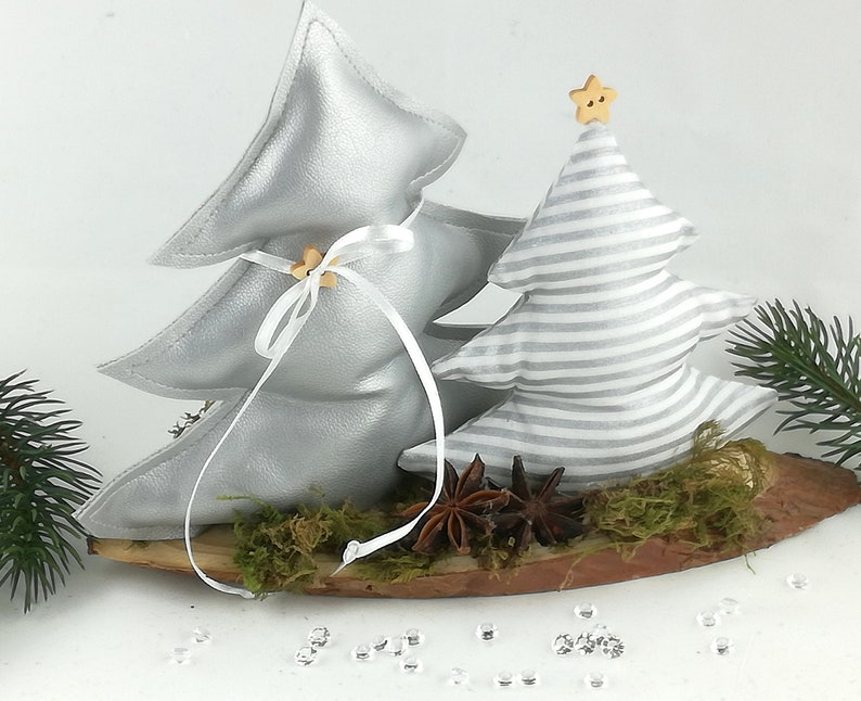 Fir trees with reindeer white-silver image 4