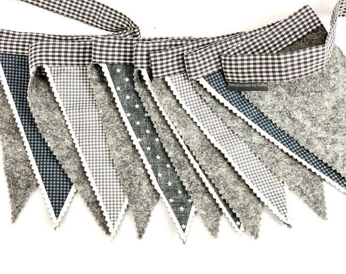 XXXL Christmas pennant chain made of fabric felt a must for every Christmas decoration grey-cream-white fabric felt, deer, hearts, stars, snowflakes