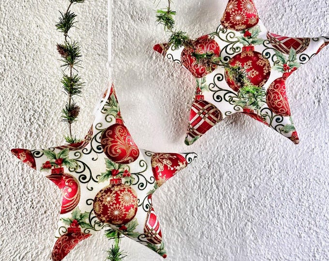 large XXL star red made of fabric, fabric stars, stars made of fabric, star, Christmas tree balls, Christmas tree, tree decorations, Christmas decoration