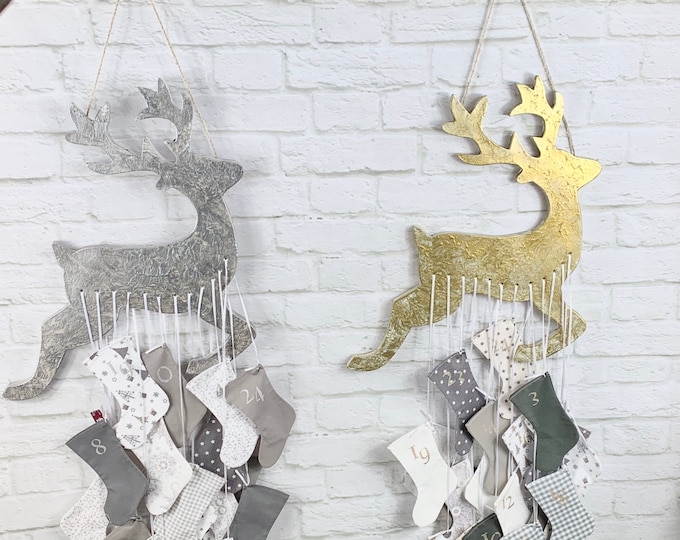 Advent calendar boots - socks - bag deer silverAdvent calendar to fill, Advent calendar for children, Advent calendar adults