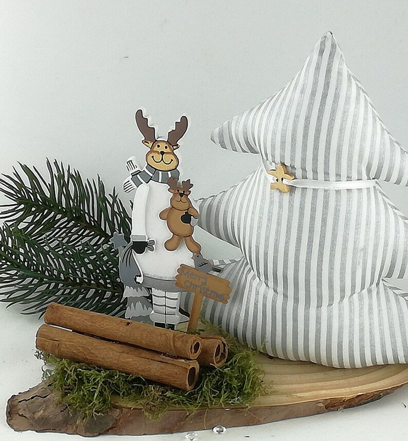 Fir trees with reindeer white-silver image 2