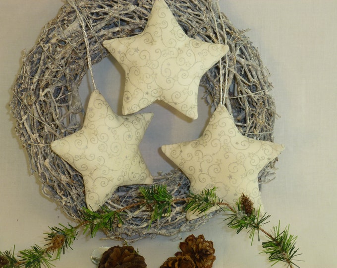 Stars Christmas tree decoration white-silver