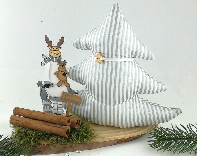 Christmas tree with reindeer white-silver