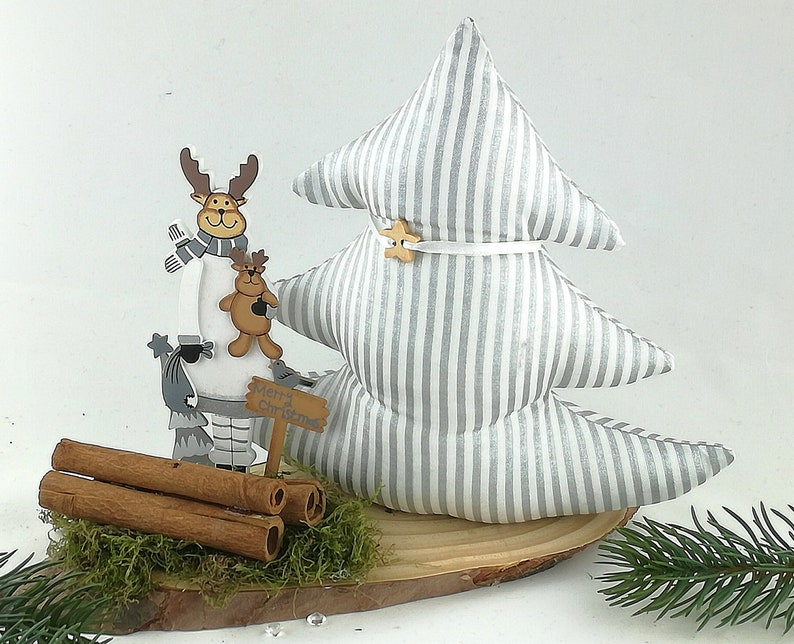 Fir trees with reindeer white-silver image 1
