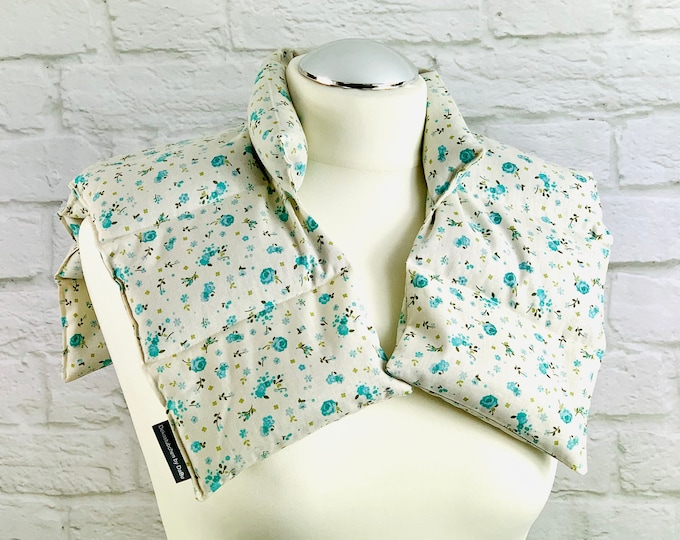 Heat pad, rapeseed pillow, cooling pad, cooling pad, rapeseed pillow, neck pillow, heat pad, rapeseed cream-turquoise-green roses, Mother's Day